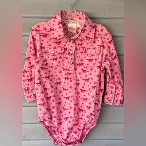 Cowgirl Hardware Pink Pony Print Western Style Shirt/Bodysuit